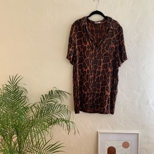 WOMENS SILK LEOPARD PRINT DRESS